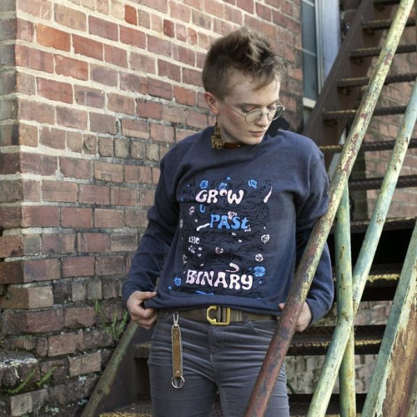 Grow Past the Binary (Grey Fleece Crew Neck)