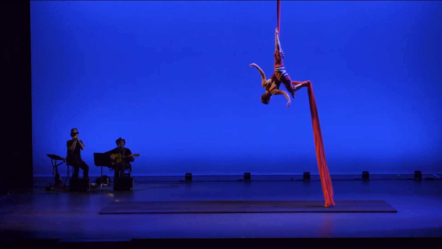 Gillian Maurer on Silks with live accompaniment. Choreography by Gillian Maurer. Photographer Unknown.